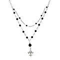 Charming Life Sterling Silver Onyx Fleur de Lis Layered Necklace