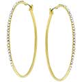 Thin Goldtone Cubic Zirconia Hoop Earrings