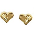 14k Gold Diamond-cut Heart Stud Earrings