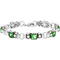 Two-tone Designer-inspired Olive Green CZ Bracelet