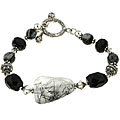 Charming Life Sterling Silver Black Onyx and Quartz Bracelet