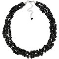 Stonique Creations Sterling Silver 3-strand Onyx Chip Necklace