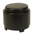 Round Black Ottoman with Storage Tray