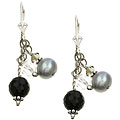 Charming Life Sterling Silver Onyx Pearl Crystal Earrings