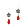 Stonique Creations Sterling Silver Genuine Coral Teardrop Earrings