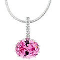 Kate Bisset Silvertone CZ Oval-cut Pink Pendant