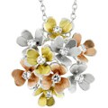 Silvertone 3D Multicolor Flower CZ Necklace