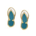 14k Gold Blue Enamel Sandal Stud Earrings