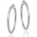 Sterling Silver 35 mm Diamond-cut Hoop Earrings