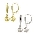 Sterling Silver Shield and Bead Dangle Earrings