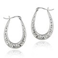 Sterling Silver Scroll Design Hoop Earrings
