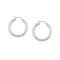 Sterling Silver 25 mm Diamond-cut Hoop Earrings
