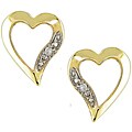 14k Yellow Gold .01ct Diamond Heart Earrings
