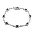 10k White Gold Blue Sapphire Diamond 7-inch Bracelet