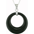 Sterling Silver Black Onyx Circle Necklace