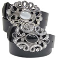 BT Changeable Leather Belt w/ Jeweled Buckle