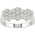 14k White Gold 1ct TDW Triple Cluster Diamond Ring