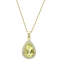 Glitzy Rocks 18k Gold over Silver Lime Quartz Teardrop Necklace
