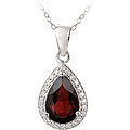 Glitzy Rocks Sterling Silver 3 1/4 CTW Garnet and CZ Teardrop Necklace
