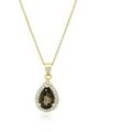 Glitzy Rocks 18k Gold over Silver Smokey Quartz and CZ Necklace