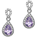 Glitzy Rocks Sterling Silver Amethyst and CZ Dangle Earrings