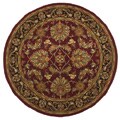 Hand-tufted Agra Burgundy and Black Wool Rug (6' Round)