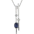 14k Gold Oval Blue Sapphire and Diamond Necklace