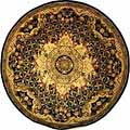 Handmade Classic Empire Black/ Gold Wool Rug (3'6 Round)