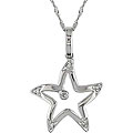14k White Gold Diamond Accent Star Necklace
