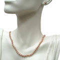 DaVonna Pink Freshwater Pearl Necklace and Earrings Set