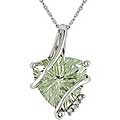 10k Gold Green Amethyst and Diamond Necklace