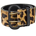 YSL Women's Leopard Print Calf Hair Wide Belt
