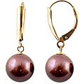 DaVonna 14k Gold Brown Akoya Pearl Earrings (9-9.5 mm)