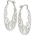 Sterling Silver Carved Hoop Earrings