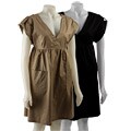 Mlle Gabrielle Women's Double V-neck Smock Dress
