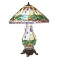 Tiffany-style Yellow Dragonfly Table Lamp with Lighted Base