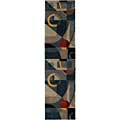 Rodeo Drive Handmade Deco Blue Wool Rug (2'6 x 14)