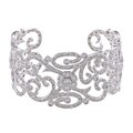 Icz Stonez Sterling Silver and CZ Swirl Cuff Bangle