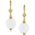 10k Yellow Gold White Jasper Leverback Earrings