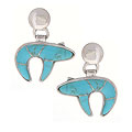 Sterling Silver and Turquoise Bear Dangle Earrings