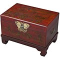 Red Bonded Leather Hand-painted End Table/ Storage Trunk