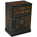 Hand-painted Black Leather Wine Bar Storage Cabinet