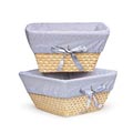 Natural Woven Basket Set with Navy Gingham Liners