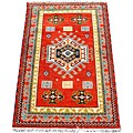 Indo Kazak Hand-knotted Red Rug (3' x 5')