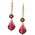 Charming Life 14k Goldfill Fuchsia Baroque Crystal and Pearl Earrings (7-7.5 mm)