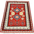 Indo Kazak Hand-knotted Red/ Ivory Rug (4' x 6')