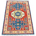 Indo Kazak Hand-knotted Red/ Ivory Rug (4' x 6')