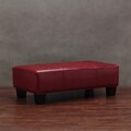 Button-tufted Burnt Red Leather Bench