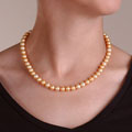 DaVonna 14k Gold Freshwater Golden Cultured Pearl Necklace (7-7.5 mm)