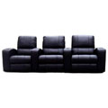 Black Leather 3-seat Recliner Home Theater Seating